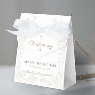 Modern Floral Cross Christening Baptism Thank You Favor Boxes