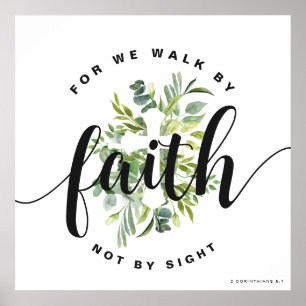 Modern Floral Cross Christian Bible Verse Poster