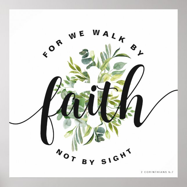 Modern Floral Cross Christian Bible Verse Poster (Front)