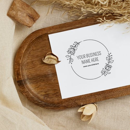 Modern Floral Custom Business Name Rubber Stamp