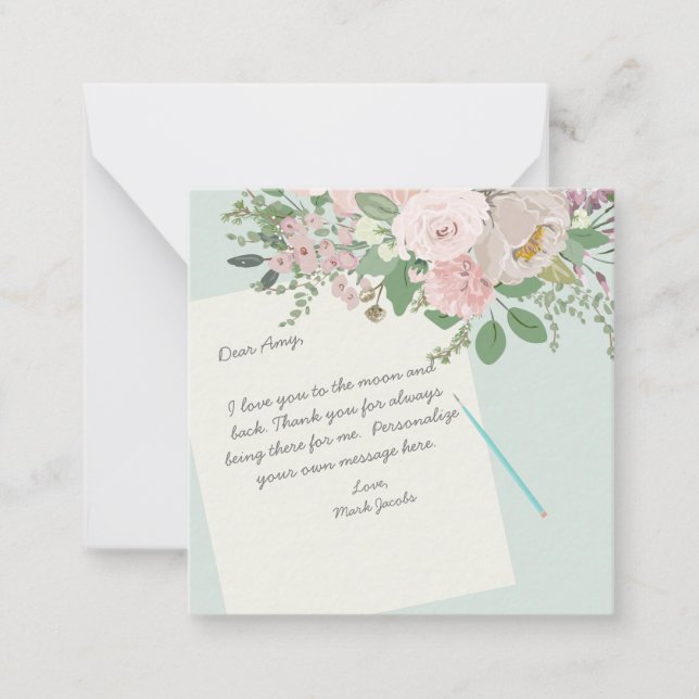 Modern floral custom message personal love note (Front)