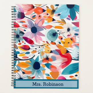 Modern floral Custom name cover Weekly & Monthly  Planner