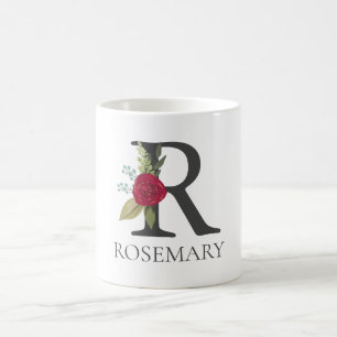 Modern Floral Customizable Monogrammed Letter R Coffee Mug