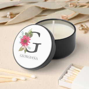Modern Floral Customizable Monogrammed Mini Candle Favors