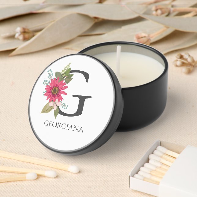 Modern Floral Customizable Monogrammed   Mini Candle Favors (Insitu)