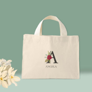 Modern Floral Customizable Monogrammed  Mini Tote Bag