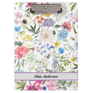 Modern Floral Customizable Teacher's Clipboard