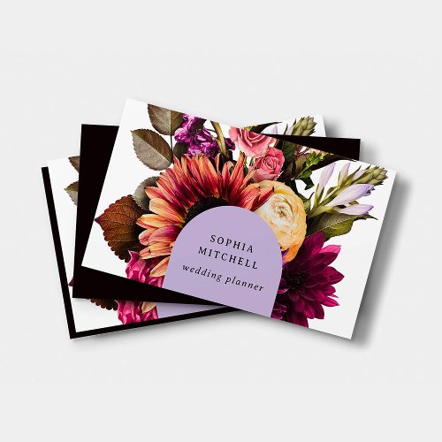 Modern Floral  Dark Colorful and Elegant Business Card