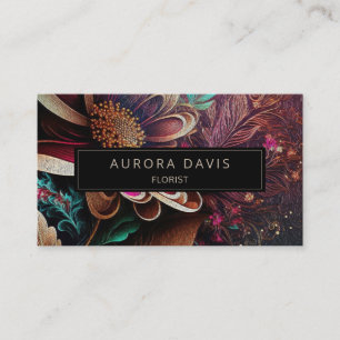 Modern Floral Dark Colorful Elegant Business Card