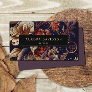 Modern Floral Dark Colorful Elegant Business Card