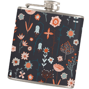Modern Floral Dark Flask