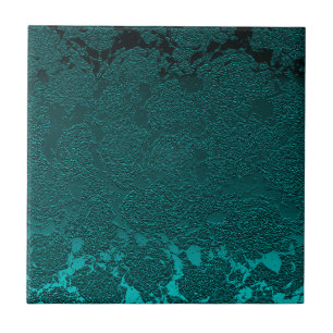 Modern Floral Dark Teal Green Pattern Ceramic Tile