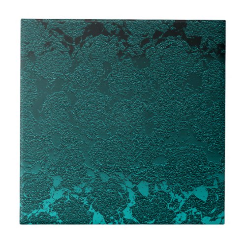 Modern Floral Dark Teal Green Pattern Ceramic Tile