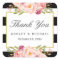 Modern Floral Decor Black White Stripes Thank You