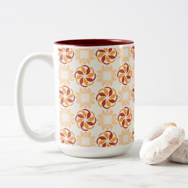 Modern Floral Delight Two-Tone Coffee Mug (With Donut)