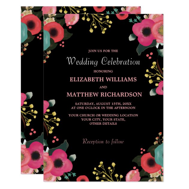 Modern Floral Design Custom Wedding Invitations
