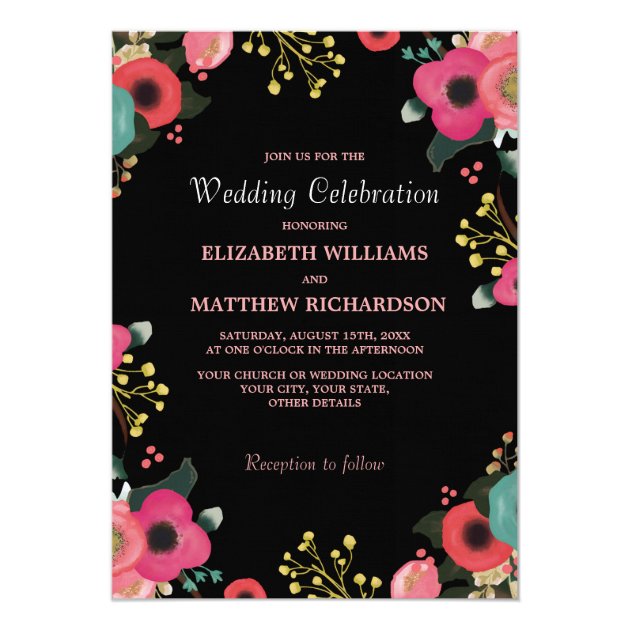 Modern Floral Design Custom Wedding Invitations