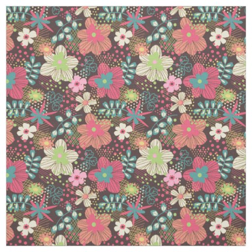 Modern Floral Design Fabric Pink and Brown Piece