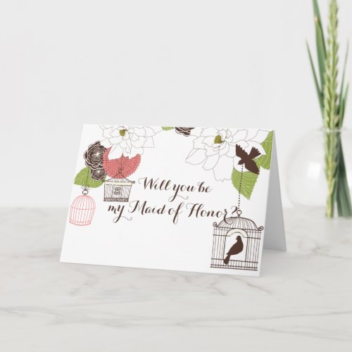 Modern Floral Design Magnolia Name n Love Birds Invitation