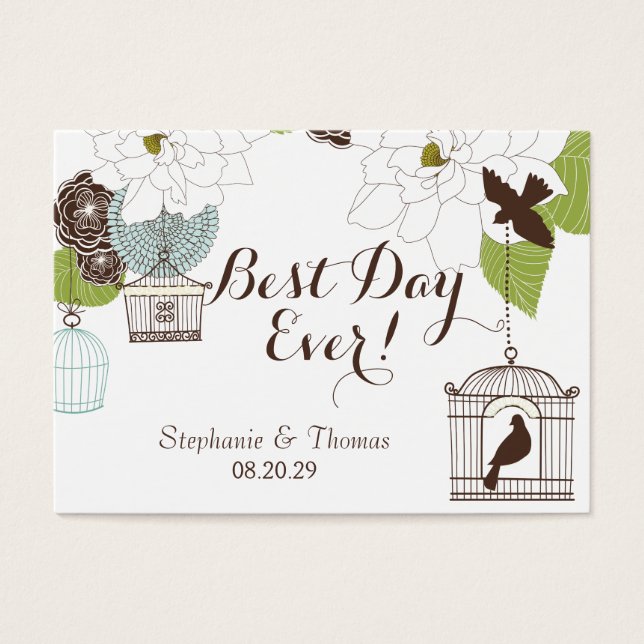 Modern Floral Design w Bird Cages n Love Birds Art (Front)