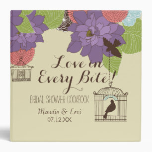 Modern Floral Design w Bird Cages n Love Birds Art Binder