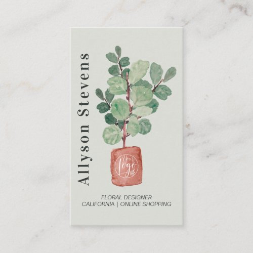Modern floral designer plant fig logo qr code business card