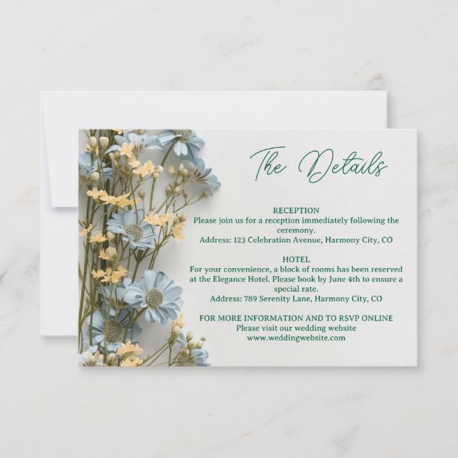 Modern Floral Details Enclosure Card (Front)