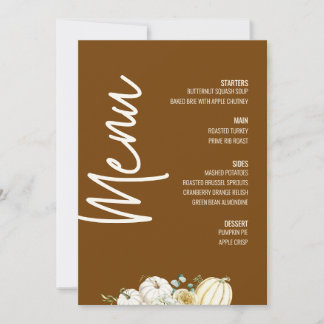 Modern Floral Dinner Menu Thanksgiving Fall Invitation