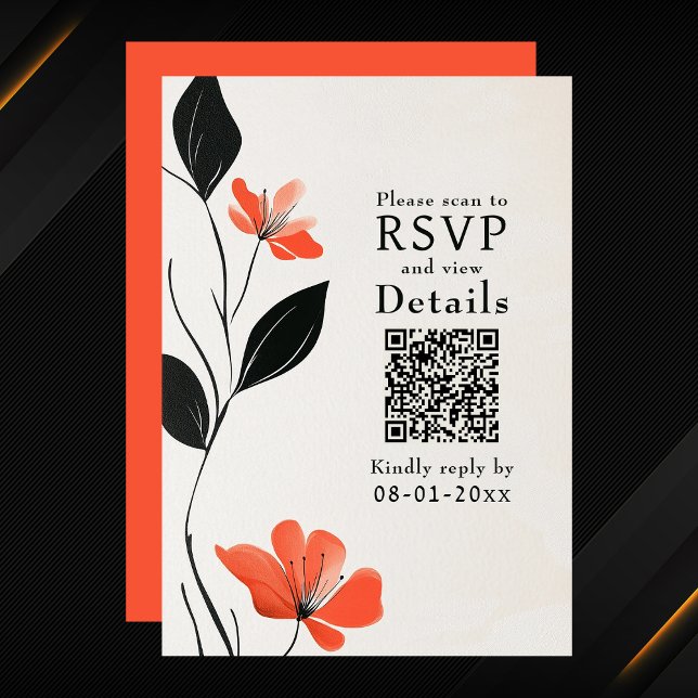 Modern Floral Elegance Bold Blooms QR Code Wedding RSVP Card (Modern Floral Elegance Bold Blooms QR Code Wedding RSVP Card)