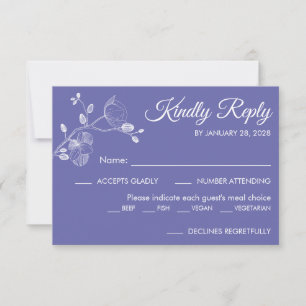 Modern floral elegant orchids purple meal choice RSVP card