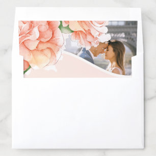 Modern Floral Elegant Photo Wedding Envelope Liner