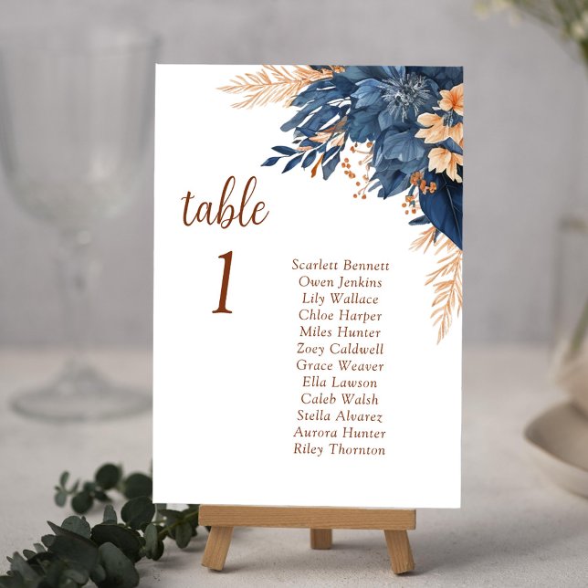 Modern Floral Elegant Wedding Seating Chart Cards (Modern Floral Elegant Wedding Seating Chart Cards)