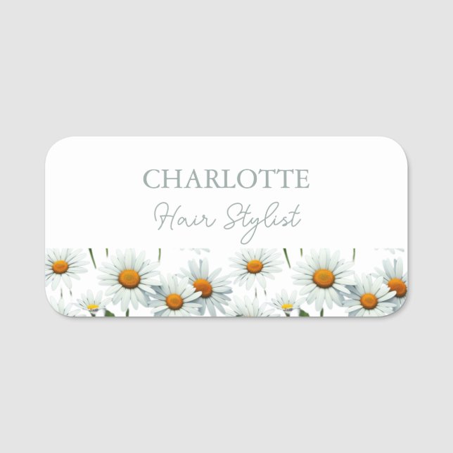 Modern Floral Employee Staff Name Tag (Front)