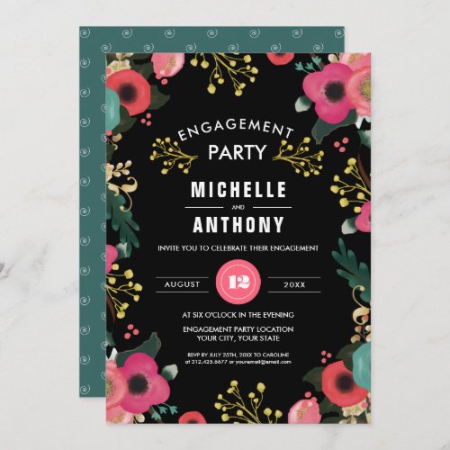 Modern Floral Engagement Party Invitations