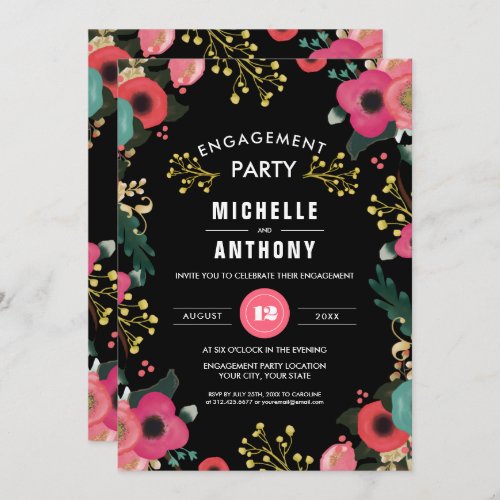 Modern Floral Engagement Party Invitations