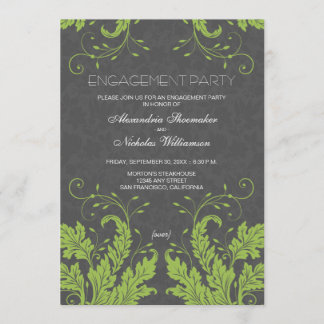 Modern Floral Engagement Party Invite (lime)