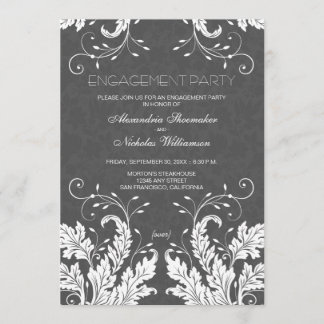 Modern Floral Engagement Party Invite (white)