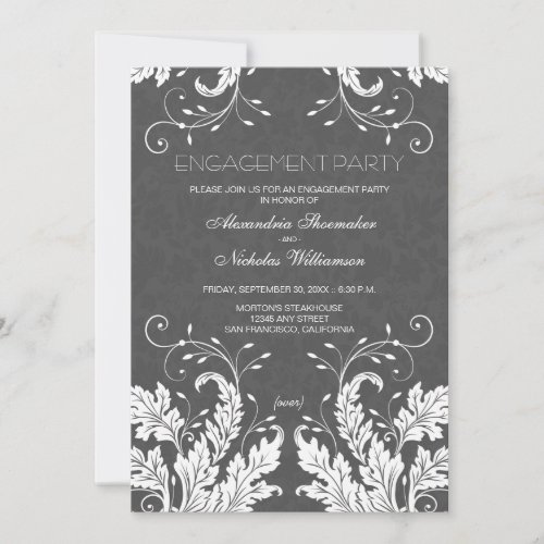 Modern Floral Engagement Party Invite (white)
