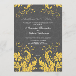 Modern Floral Engagement Party Invite (yellow)