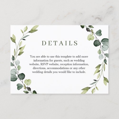 Modern Floral Eucalyptus Wreath Frame Foliage Boho Enclosure Card