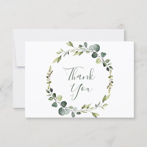 Modern Floral Eucalyptus Wreath Stylish Frame Boho Thank You Card