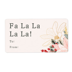 Modern Floral Fa La La La! Rectangular Gift Label