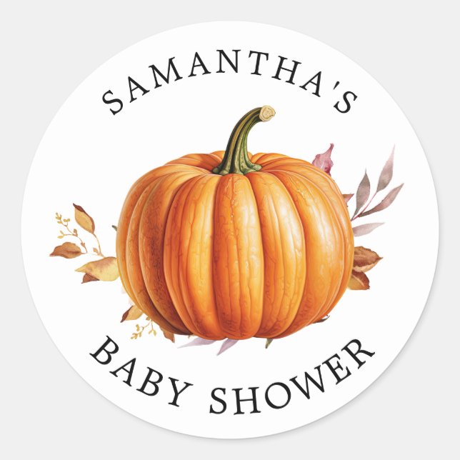 Modern Floral Fall Baby Shower Books for Baby Classic Round Sticker (Front)
