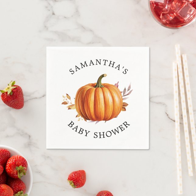 Modern Floral Fall Baby Shower  Napkins (Insitu)