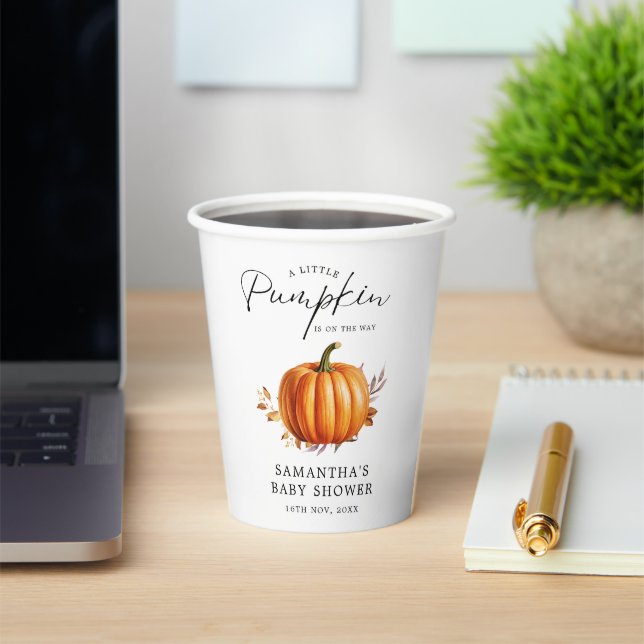 Modern Floral Fall Baby Shower  Paper Cups (Insitu)