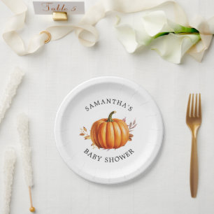 Modern Floral Fall Baby Shower Paper Plates