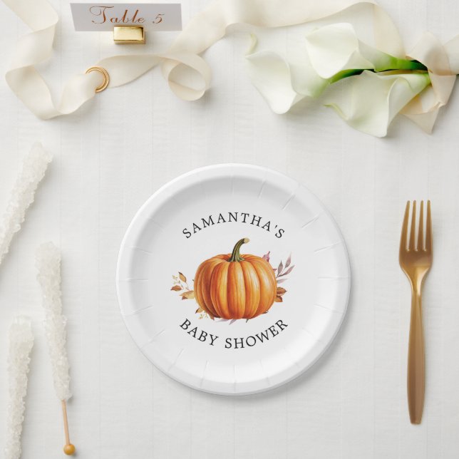 Modern Floral Fall Baby Shower  Paper Plates (Wedding)