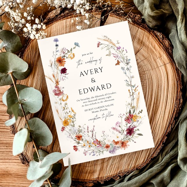 Modern Floral Fall Wedding Rustic Boho  Invitation (Creator Uploaded)