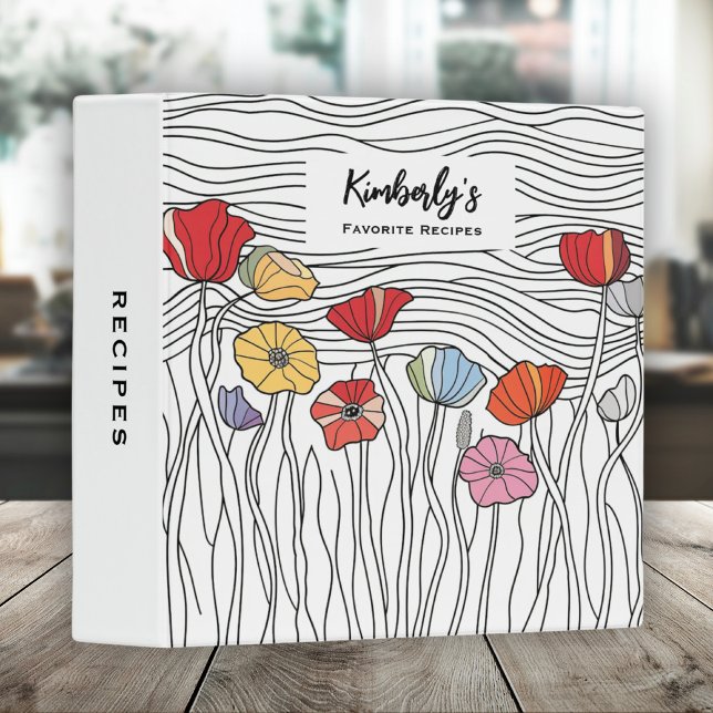 Modern Floral Family Recipe Cookbook  3 Ring Binder (Creator Uploaded)