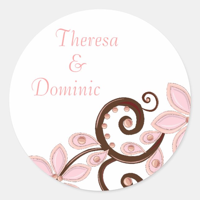 Modern Floral Favor Sticker (Front)